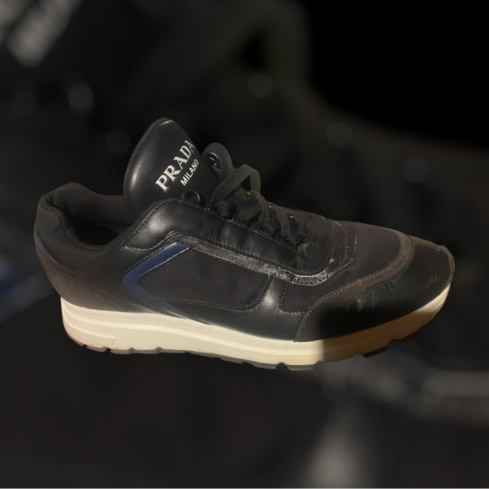 Prada Men's Black and White Sneakers